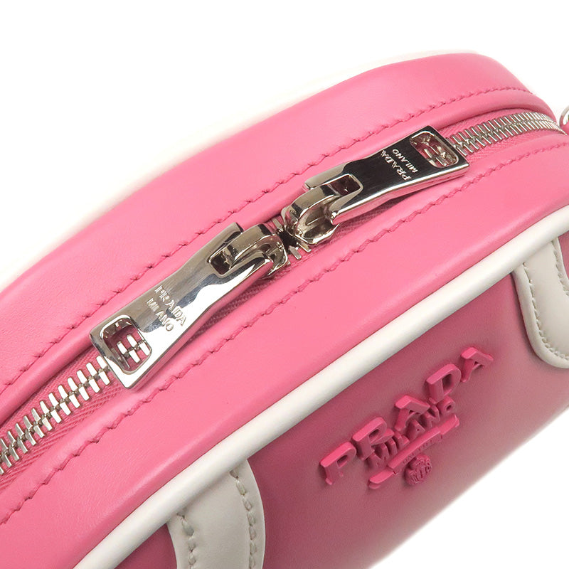 Prada Leather Shoulder Bag BEGONIA BIAN Pink White 1BH140