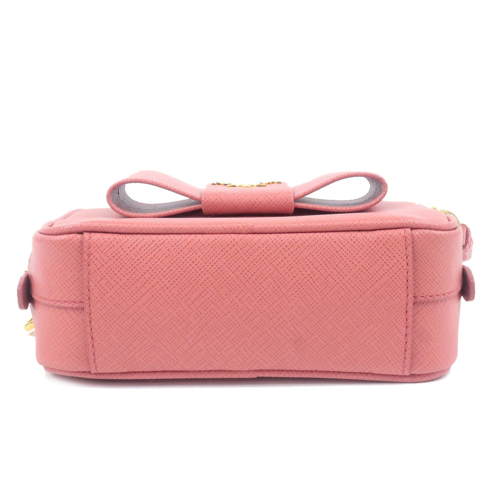 Prada Ribbon Leather Shoulder Bag Purse TAMARIS Pink 1NF674