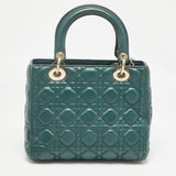 Dior Green Cannage Leather Medium Lady Dior Tote