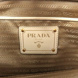 Prada Logo Jacquard Leather Shoulder Bag Beige Ivory BT0706