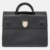 Black Leather Large Diorever Top Handle Bag