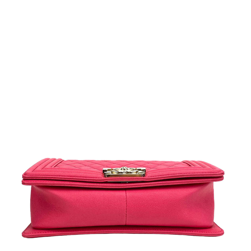 CHANEL Medium Boy Bag Quilted Caviar Pink (Rose)