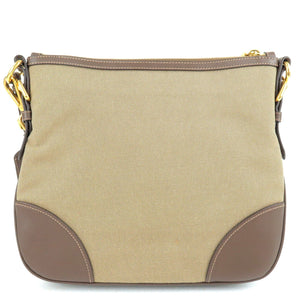 Prada Logo Jacquard Leather Shoulder Bag Beige Brown BT867A