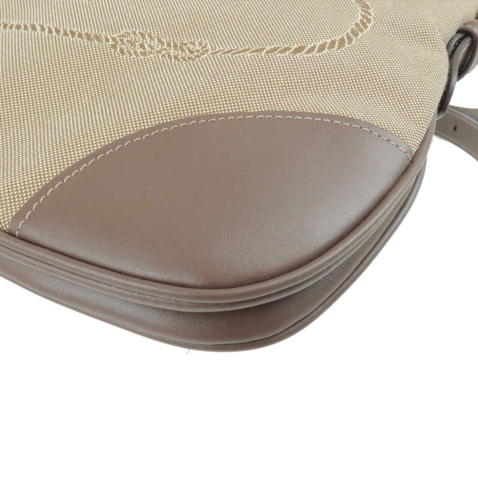 Prada Logo Jacquard Leather Shoulder Bag Beige Brown BT867A