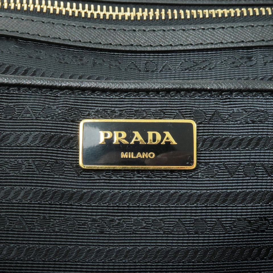 Prada Logo Nylon Leather 2Way Bag Tote Bag NERO Black BR4253