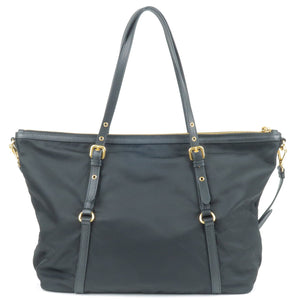 Prada Logo Nylon Leather 2Way Bag Tote Bag NERO Black BR4253