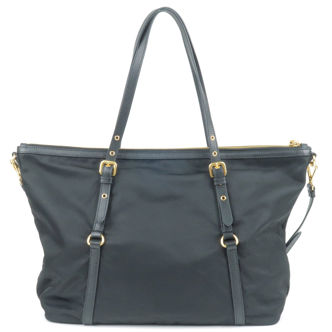 Prada Logo Nylon Leather 2Way Bag Tote Bag NERO Black BR4253