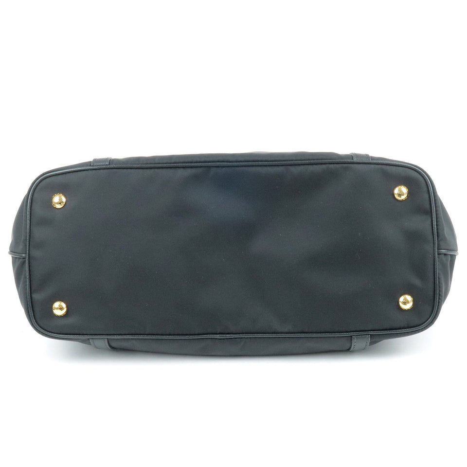 Prada Logo Nylon Leather 2Way Bag Tote Bag NERO Black BR4253