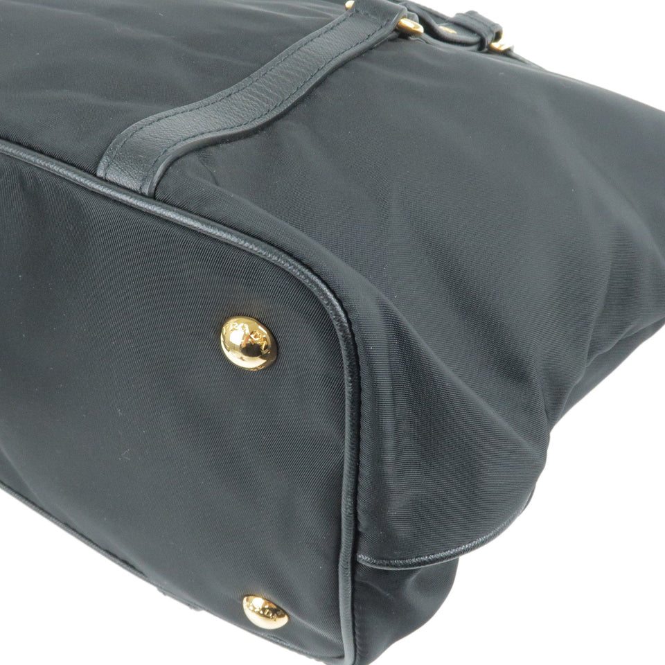 Prada Logo Nylon Leather 2Way Bag Tote Bag NERO Black BR4253