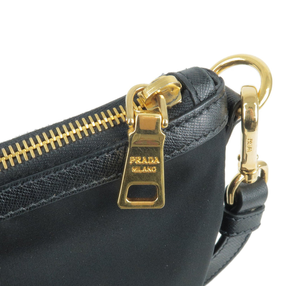 Prada Logo Nylon Leather 2Way Bag Tote Bag NERO Black BR4253