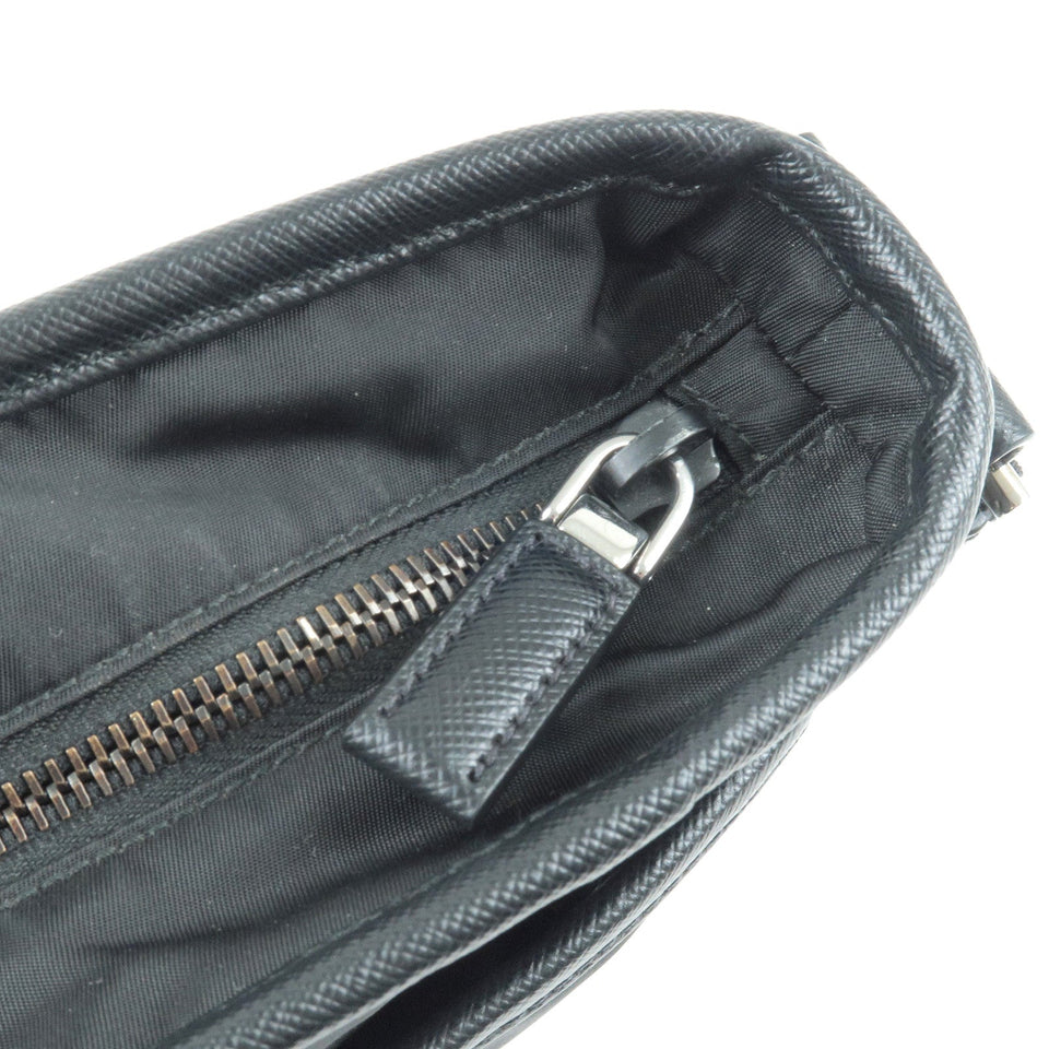 Prada Logo Nylon Leather Shoulder Bag NERO Black 2VH797