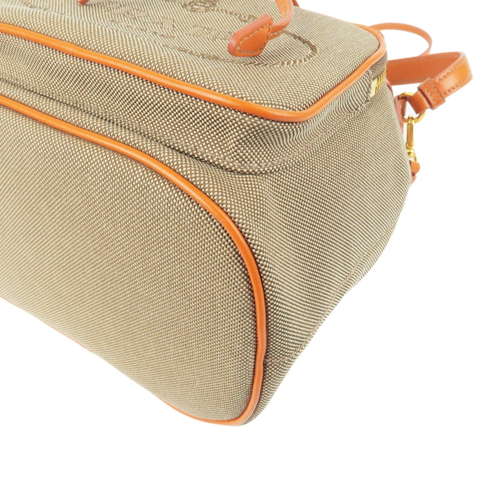 Prada Logo Jacquard Leather 2Way Bag Shoulder Bag Beige 1BH038