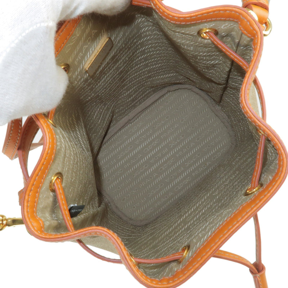 Prada Logo Jacquard Leather 2Way Bag Shoulder Bag Beige 1BH038