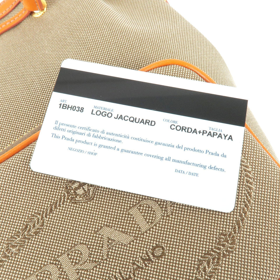 Prada Logo Jacquard Leather 2Way Bag Shoulder Bag Beige 1BH038