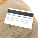 Prada Logo Jacquard Leather 2Way Bag Shoulder Bag Beige 1BH038