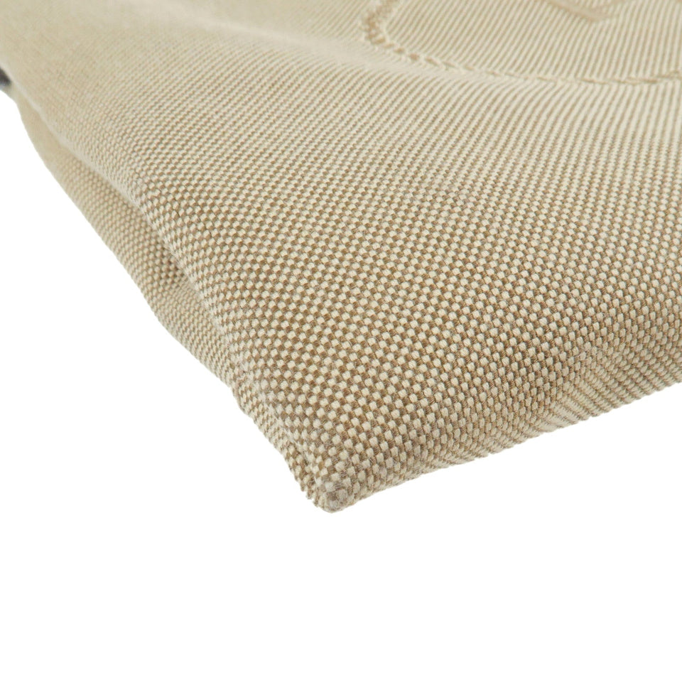 Prada Logo Jacquard Leather Shoulder Bag Beige Brown