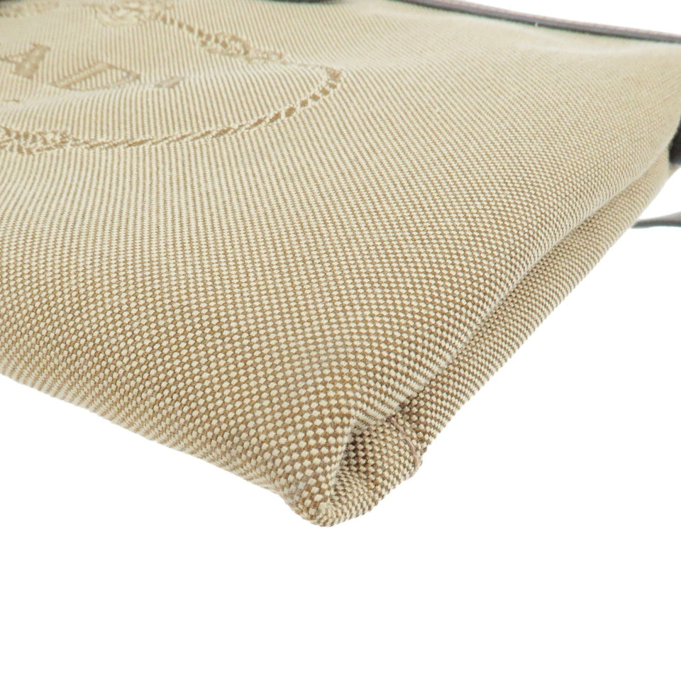 Prada Logo Jacquard Leather Shoulder Bag Beige Brown