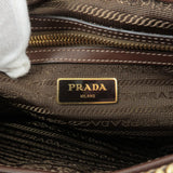 Prada Logo Jacquard Leather Shoulder Bag Beige Brown