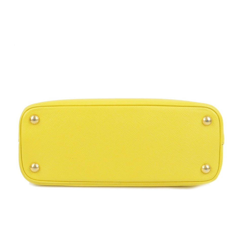 Prada Leather 2Way Hand Bag Shoulder Bag Yellow BL0907