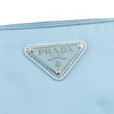 Prada Logo Nylon Leather Clutch Bag Pouch LAGO Light Blue 1NH545