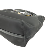 Prada Logo Nylon Leather Tote Bag Hand Bag NERO Black 1BG159