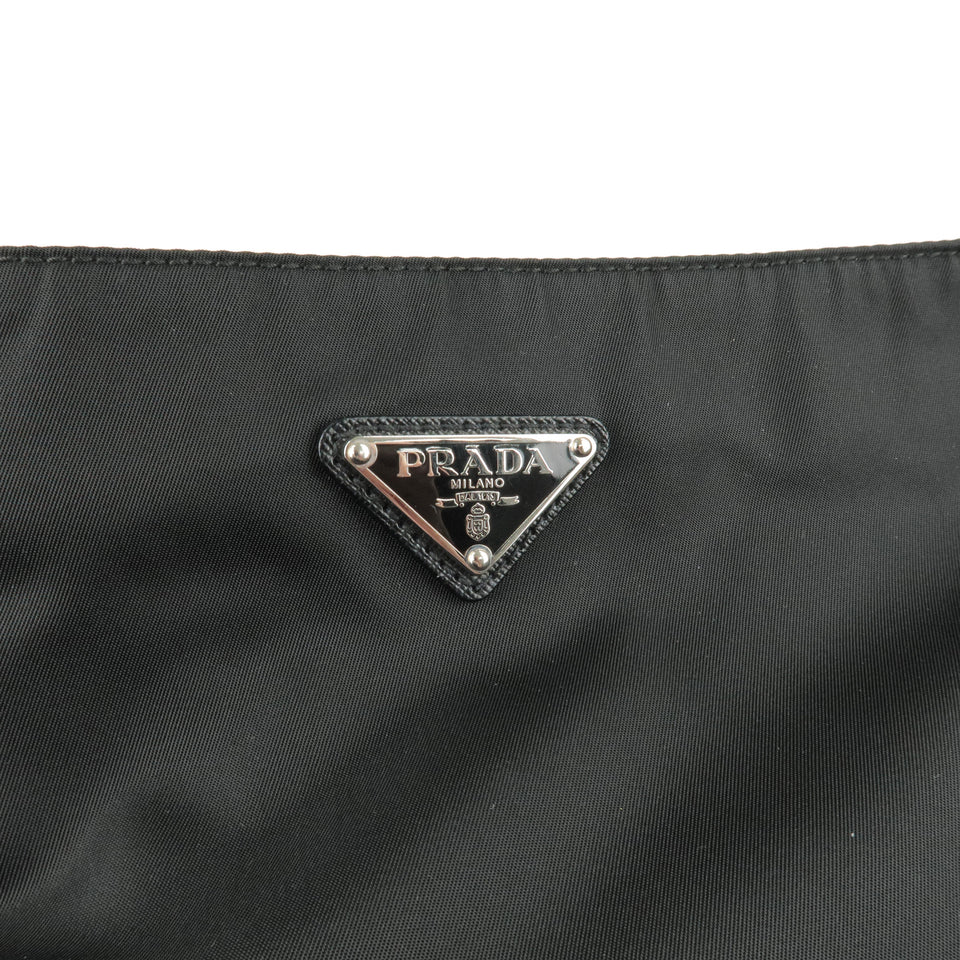 Prada Logo Nylon Leather Shoulder Bag NERO Black VA0348