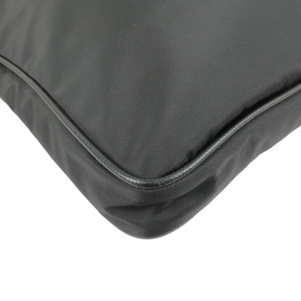 Prada Logo Nylon Leather Shoulder Bag NERO Black VA0348