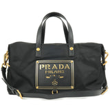Prada Logo Nylon Leather 2Way Bag Hand Bag Black NERO BN1407