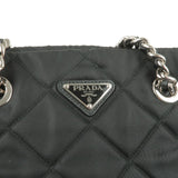 Prada Nylon Leather Quilting 2Way Chain Shoulder Bag Black 1BG740