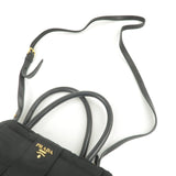 Prada Logo Nylon Leather Ribbon 2Way Bag NERO Black BN1604