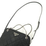 Prada Logo Nylon Leather 2Way Bag Hand Bag NERO Black 1BH910