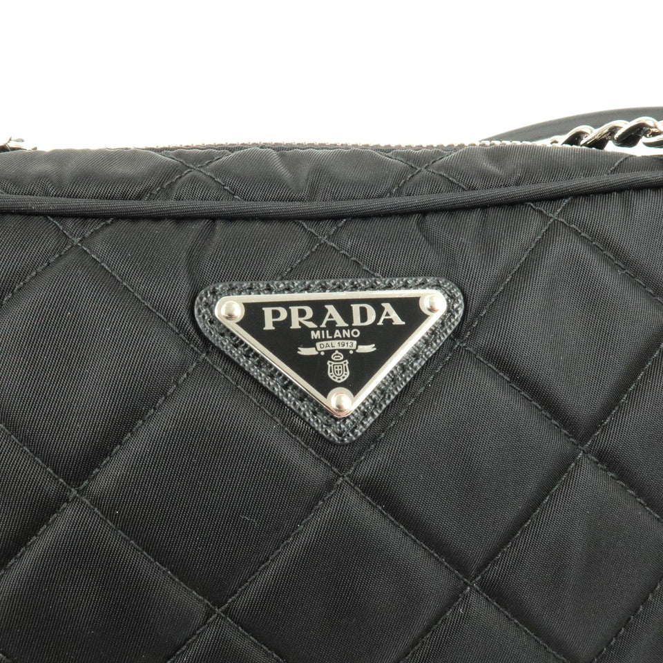 Prada Logo Nylon Leather 2Way Bag Hand Bag NERO Black 1BH910