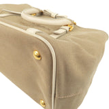 Prada Logo Jacquard Leather 2Way Bag Hand Bag Beige BN1841