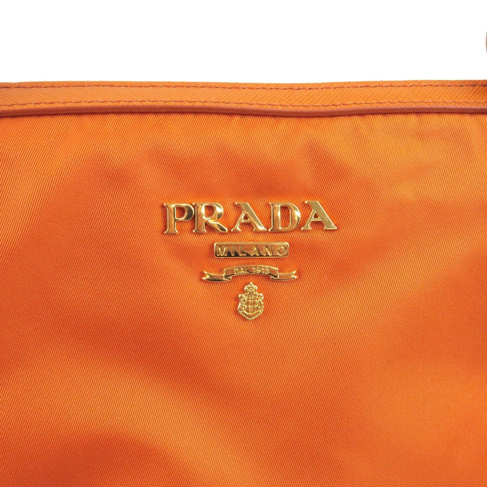 Prada Logo Nylon Leather 2Way Bag Hand Bag Orange