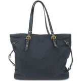 Prada Logo Nylon Leather Tote Bag Shoulder Bag Navy BR4997