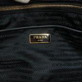 Prada Logo Nylon Leather Tote Bag Shoulder Bag Navy BR4997