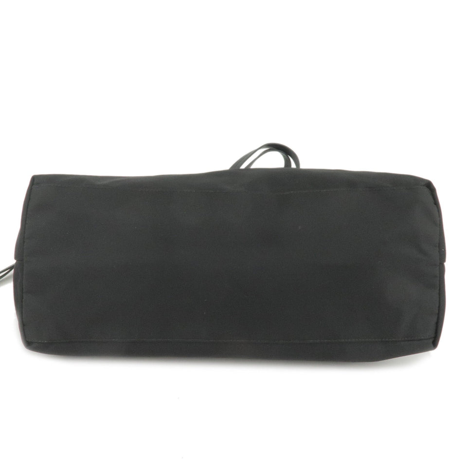 Prada Logo Nylon Leather Tote Bag Shoulder Bag Black BR4001