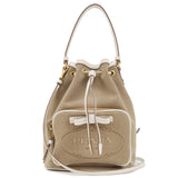 Prada Logo Jacquard Leather 2Way Bag Hand Bag Beige 1BH038