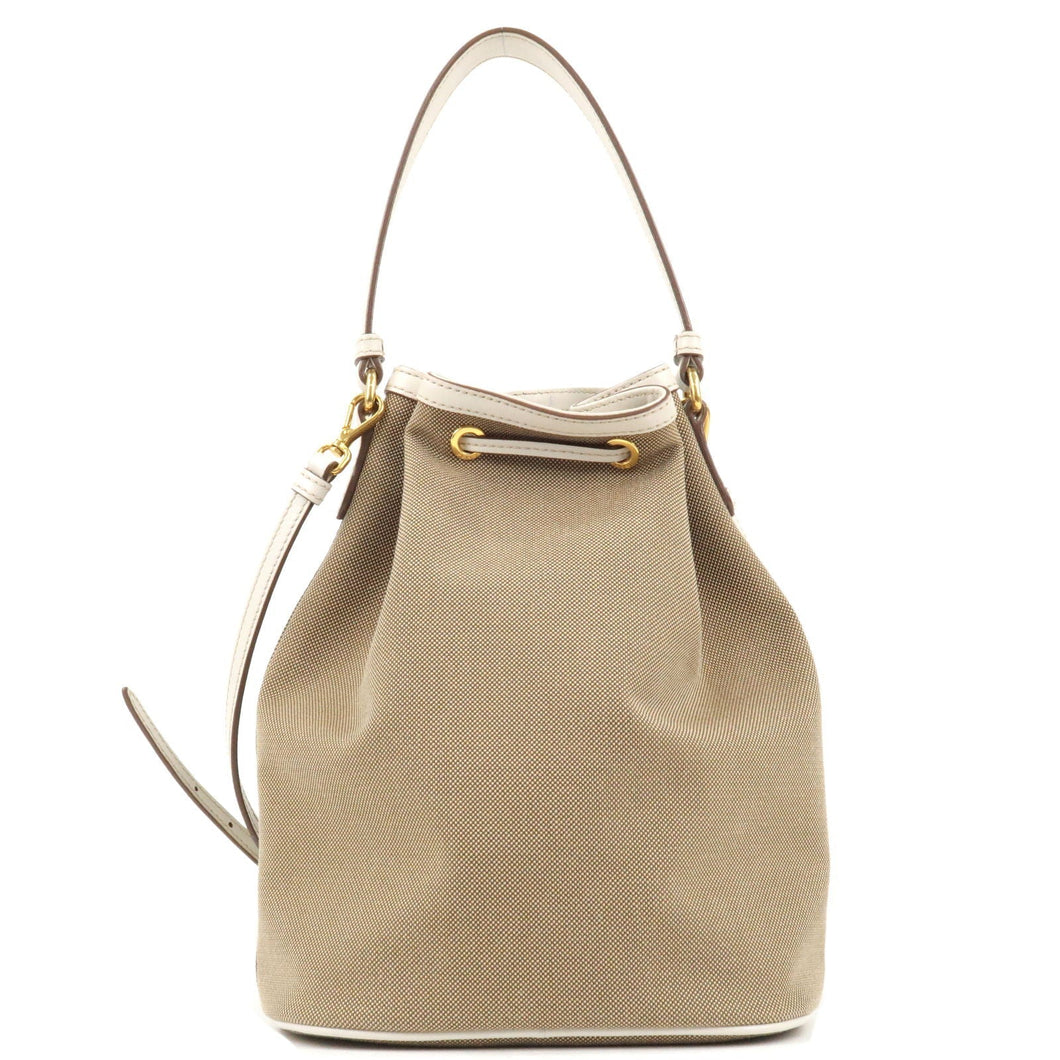 Prada Logo Jacquard Leather 2Way Bag Hand Bag Beige 1BH038