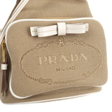 Prada Logo Jacquard Leather 2Way Bag Hand Bag Beige 1BH038