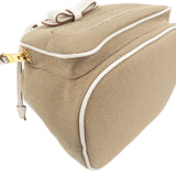 Prada Logo Jacquard Leather 2Way Bag Hand Bag Beige 1BH038