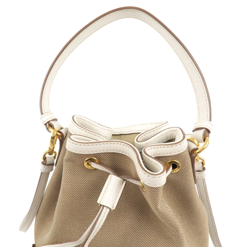 Prada Logo Jacquard Leather 2Way Bag Hand Bag Beige 1BH038