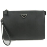 Prada Logo Leather Second Bag Clutch Bag NERO Black 2NE009