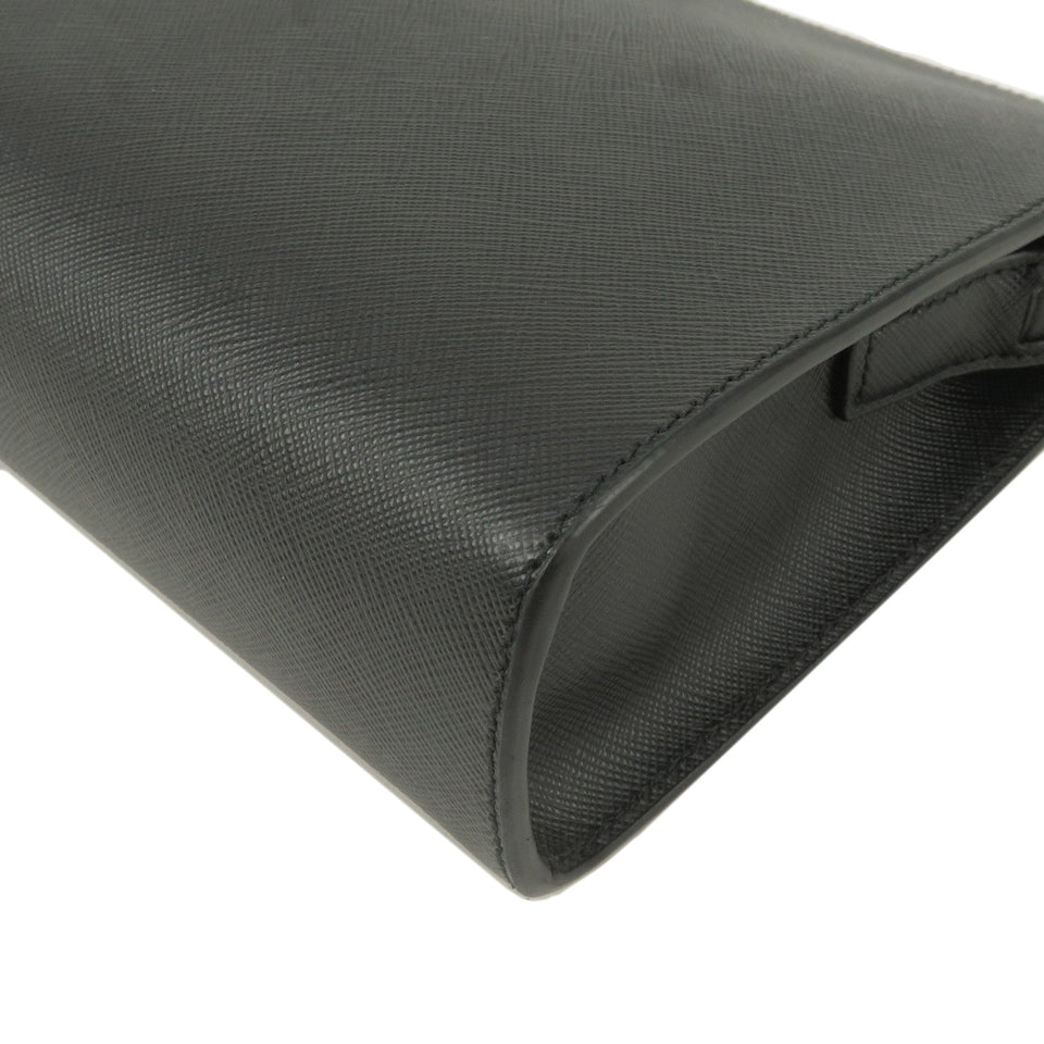 Prada Logo Leather Second Bag Clutch Bag NERO Black 2NE009