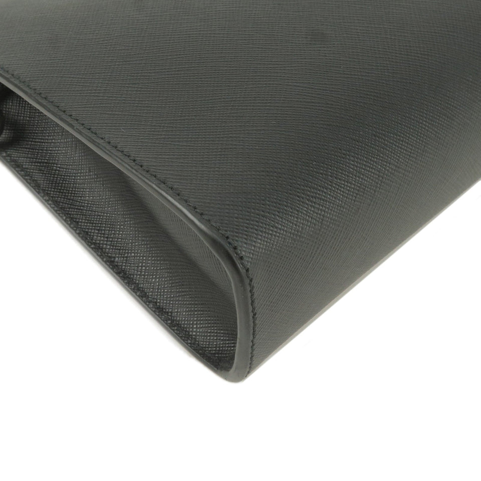Prada Logo Leather Second Bag Clutch Bag NERO Black 2NE009
