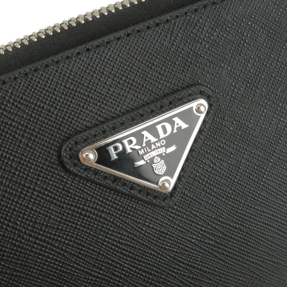 Prada Logo Leather Second Bag Clutch Bag NERO Black 2NE009