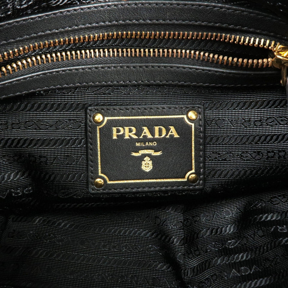 Prada Calf Leather Shoulder Bag Hand Bag NERO Black BR4070