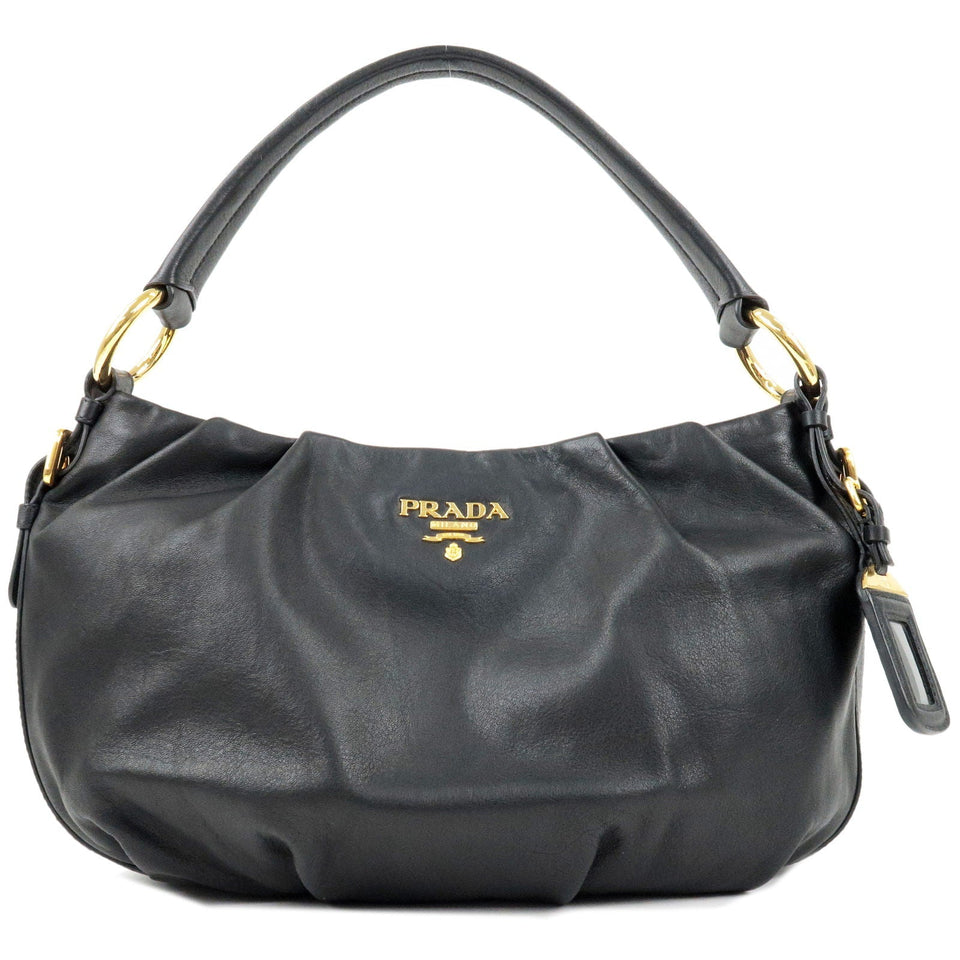 Prada Calf Leather Shoulder Bag Hand Bag NERO Black BR4070