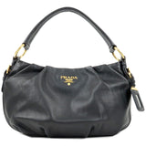 Prada Calf Leather Shoulder Bag Hand Bag NERO Black BR4070