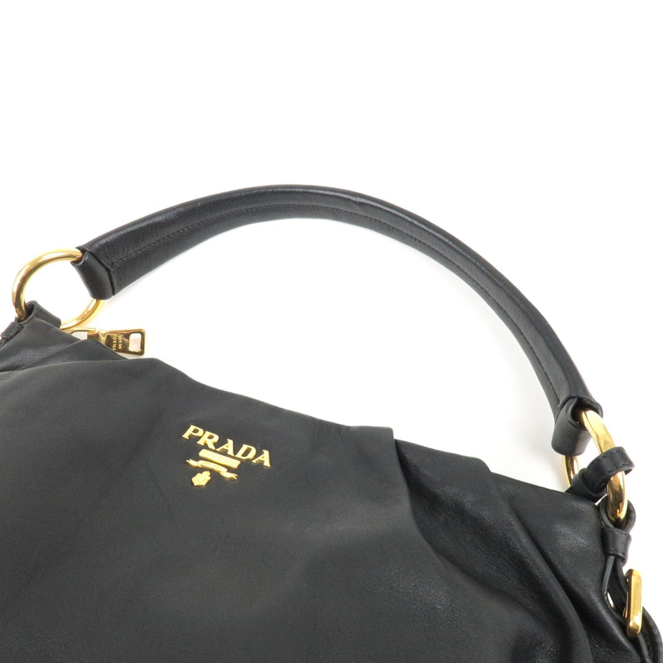Prada Calf Leather Shoulder Bag Hand Bag NERO Black BR4070